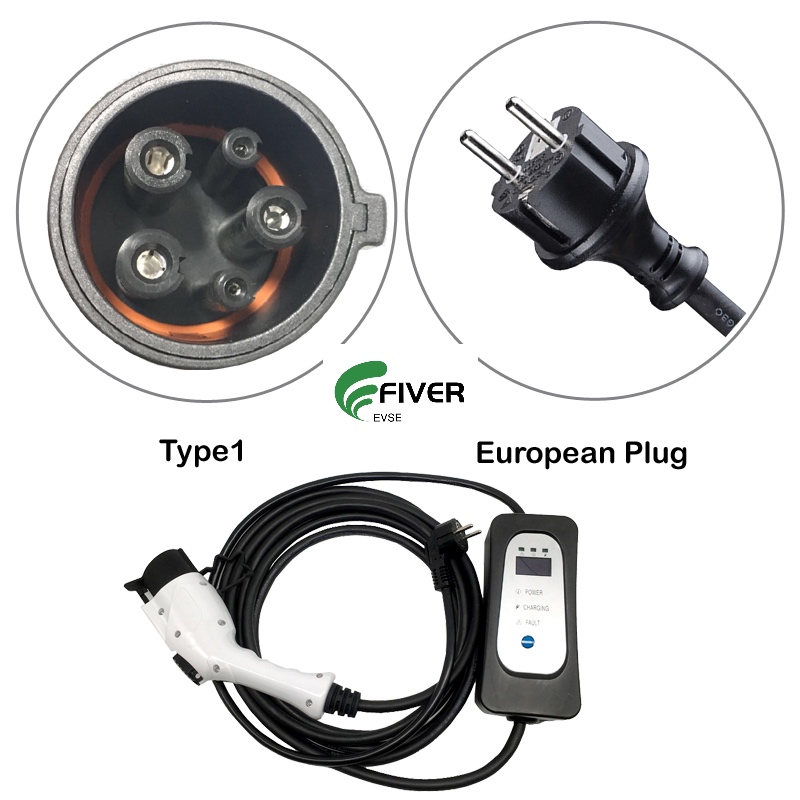Model 2 Type 1 Portable 8A-10A-13A-16A  Current Adjustable EV AC Charger