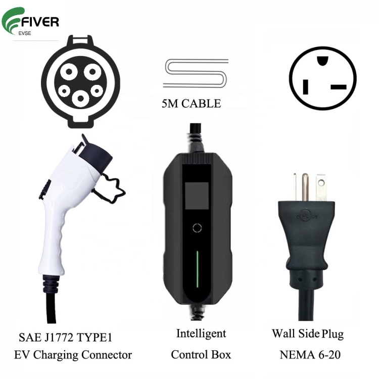 Portable Current Adjustable Level 2 Type 1 16A AC EV Chargers