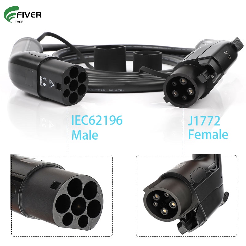 SAEJ1772 Type 1 to IEC62196 Type 2 EV Charging Cables