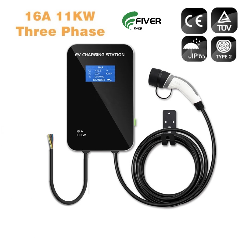 3 Phase 16A 11KW Type 2 Electric Cars AC Charger, EVSE, Wallbox