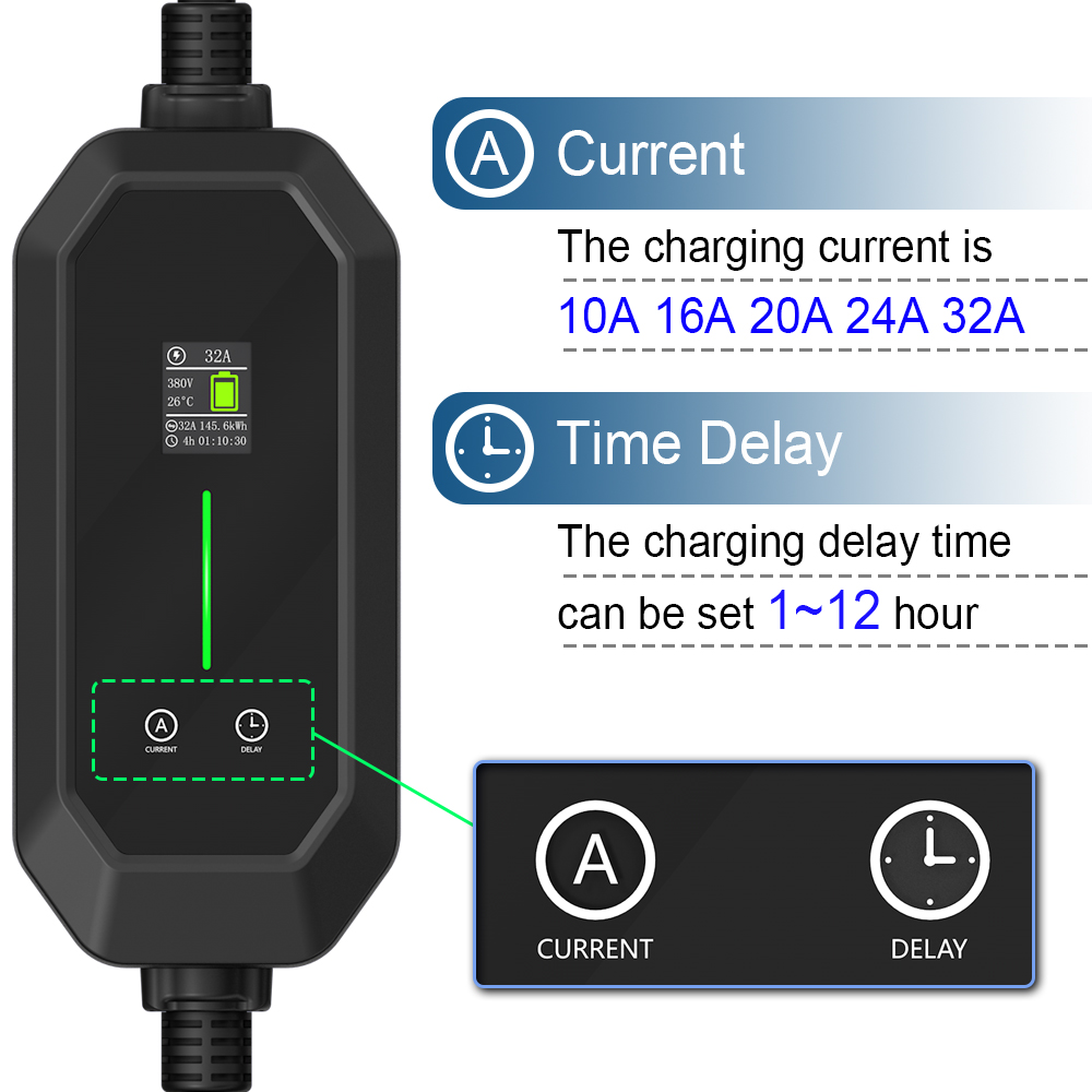 Level 2 3Phase 32A 22KW Type 2 Portable EV Charger