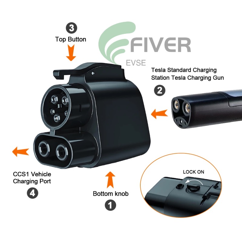 NACS to CCS1 Charging Adapter with Locking System