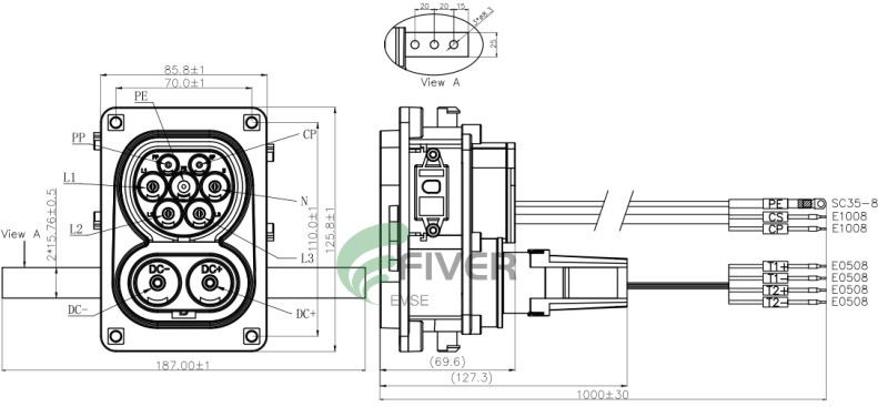  1000V DC charging inlet